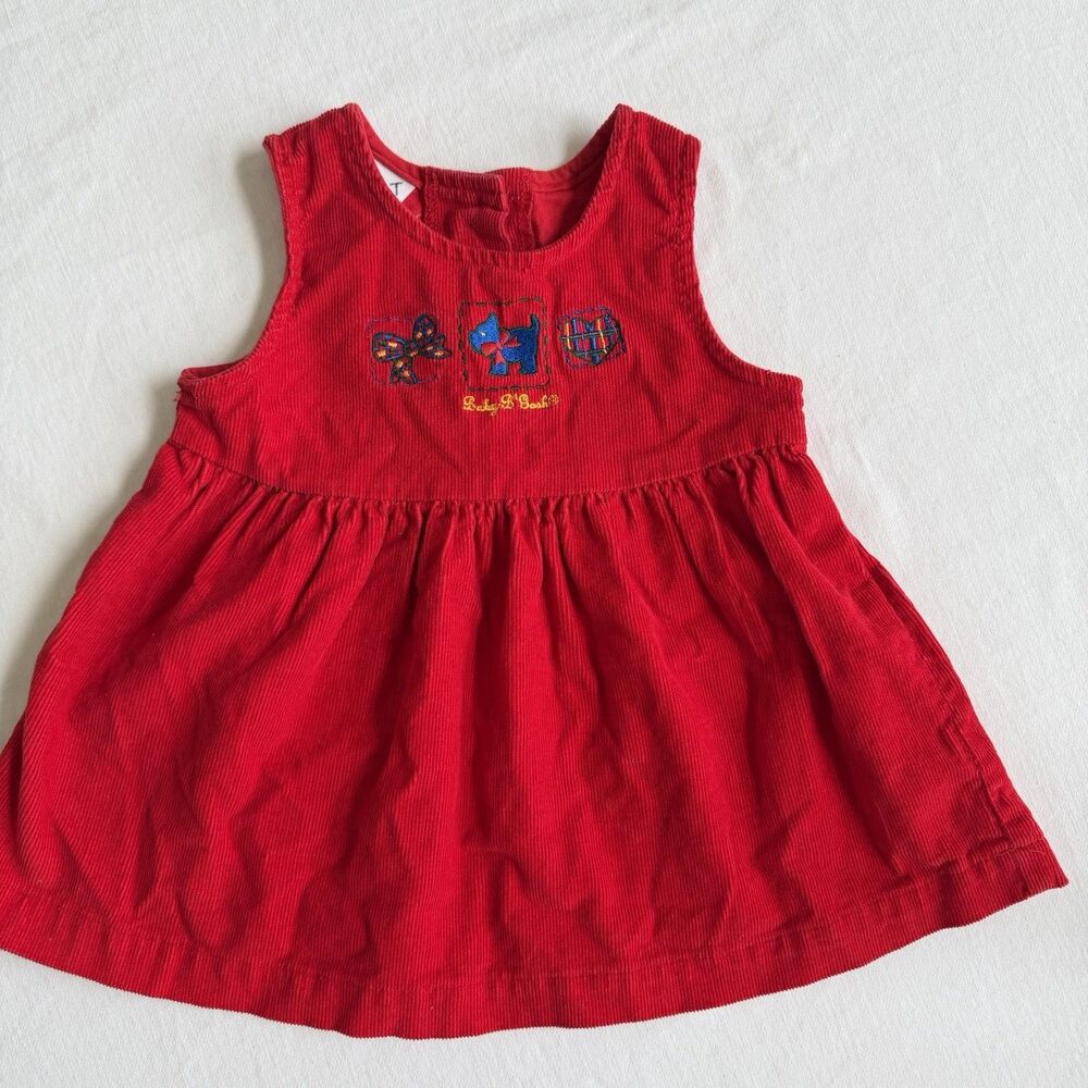 Vintage Oshkosh Baby B’Gosh Scottie Dog Red Corduroy Dress 18 months Christmas